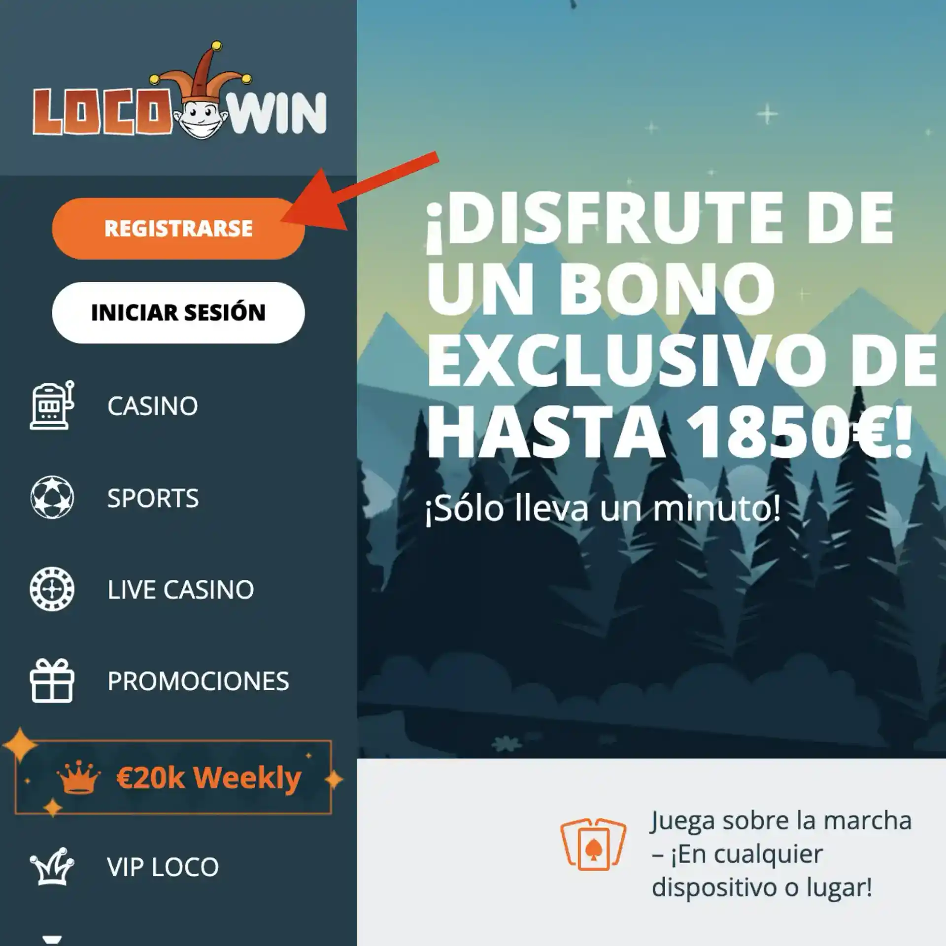 Paso 1: creación de cuenta segura en Locowin España